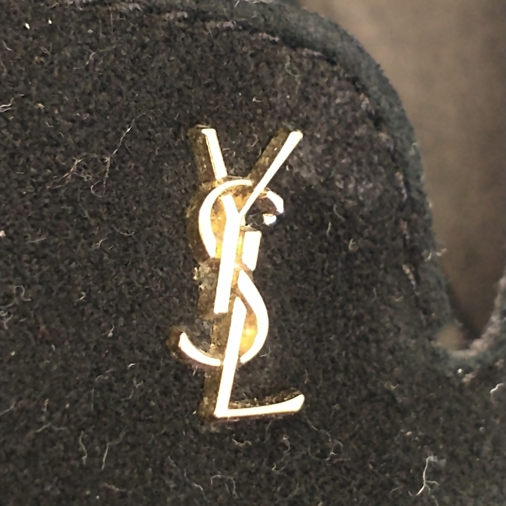 YSL Yves Saint Laurent Black Suede Shoes.(Size 37) Made in Italy. Gold-tone Logo - Picture 3 of 14